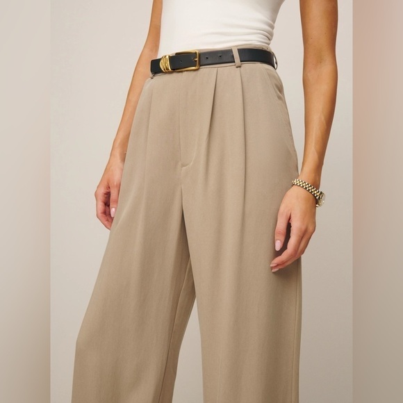 REFORMATION Mason Pant In Khaki - Picture 3 of 8